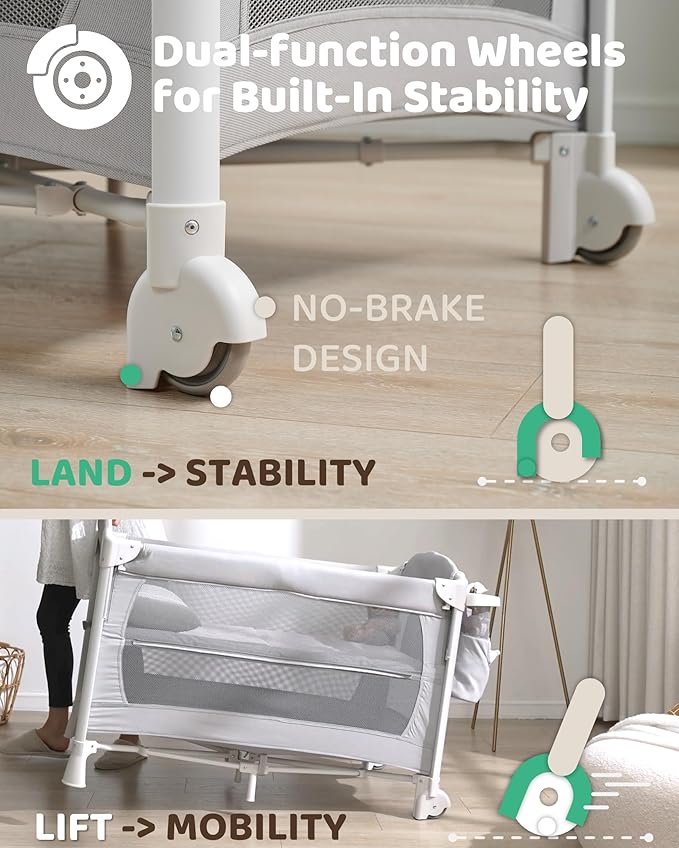 5 in 1 Baby Bassinet Bedside Sleeper, Baby Bedside Crib 5 Functions, Bedside Sleeper, Bassinet Crib, Changing Station for Newborn Baby