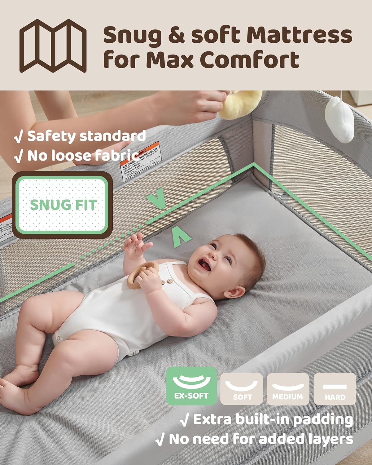 5 in 1 Baby Bassinet Bedside Sleeper, Baby Bedside Crib 5 Functions, Bedside Sleeper, Bassinet Crib, Changing Station for Newborn Baby